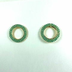 Brinco folheado 18k argola lateral fixa 54 zirconias - Sanferlam