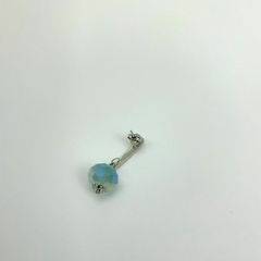 Brinco aço inox base comprida cristal facetado pendurado