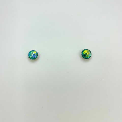 Brinco aço inox fixo redondo cristal escama