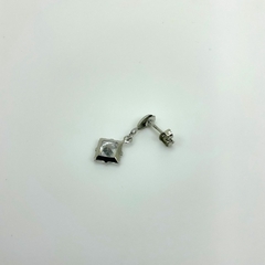 Brinco aço inox base gota inox zirconia carre pendurada - Sanferlam