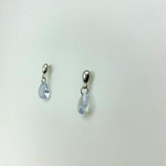 Brinco aço inox base gota aço e gota zirconia pendurada - comprar online