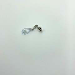 Brinco aço inox base gota aço e gota zirconia pendurada na internet