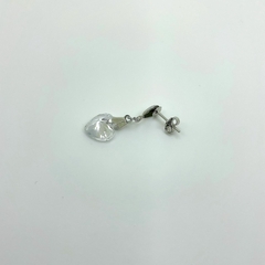 Brinco aço inox base aço coração cristal pendurado - loja online