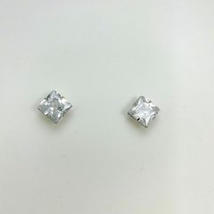 Brinco aço inox carrê zircônia