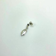 Brinco aço inox base aço navete zirconia pendurada - loja online