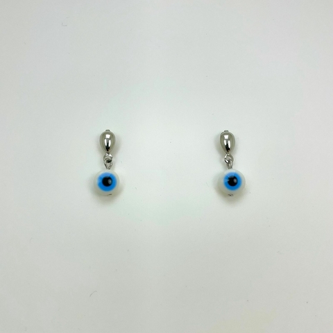 Brinco aço inox base gota inox olho grego resina pendurado