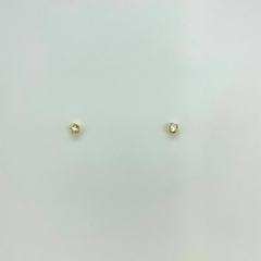 Brinco folheado 18k fixo ponto luz zirconia 3mm