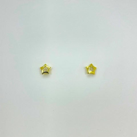 Brinco folheado 18k fixo estrela zirconia