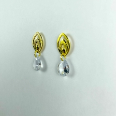 Brinco folheado 18k base com zirconia gota pendurada 8x12 na internet
