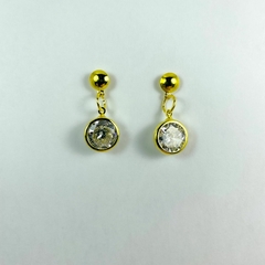 Brinco folheado 18k pendurado zirconia 10mm - comprar online