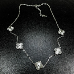 Gargantilha aço inox Van Cleef 5 Trevos Maciço na internet