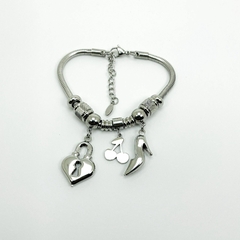 Pulseira Aço Inox Pand. Com Berloques Variados - comprar online