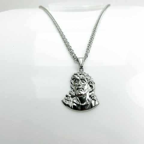 Gargantilha aço inox face cristo