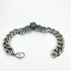 Pulseira Aço Inox Asa Caveira Grande - comprar online