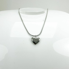 Gargantilha Aço Inox Rabo Rato Ping. Coração Liso