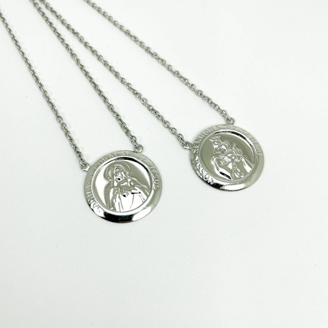 Gargantilha Aço Escapulário Redondo