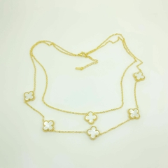 Gargantilha Aço Banhado Van Cleef Dupla 6 Trevos - comprar online