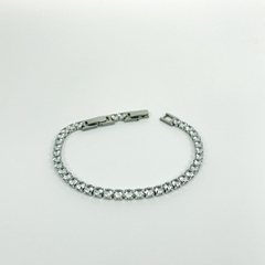 Pulseira Aço Inox Riviera Zirconia 4mm