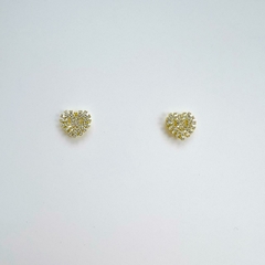 Brinco F18k Coração Reto Cravejado Zirconia