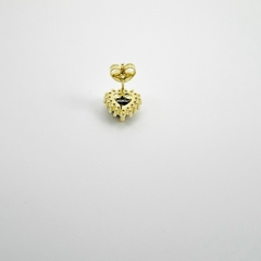Brinco F18k Coração Zirconia Meio E Aro Cravejado - Sanferlam