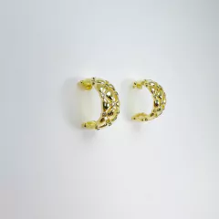 Brinco F18k Meia Argola Com Zirconias - comprar online