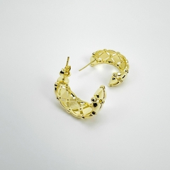 Brinco F18k Meia Argola Com Zirconias - Sanferlam