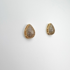 Brinco Biju Dourada Gota Galeria Cravejada Zirconia - comprar online