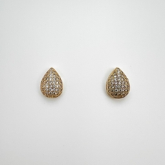 Brinco Biju Dourada Gota Galeria Cravejada Zirconia