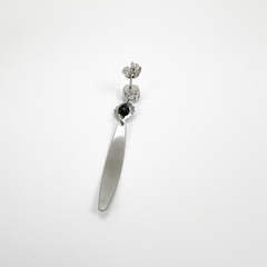 Brinco Aço Inox Base Zirconia Com Cristal E Prancha Pendurados - loja online