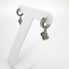 Brinco Aço Inox Argola Articulada Trevo Van Cleef Diamantado - Sanferlam