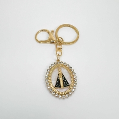 Chaveiro Nsa. Sra. Aparecida Manto Azul Mandala Madreperola Com Strass