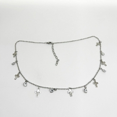 Gargantilha Aço Inox Cruz E Zirconia - comprar online