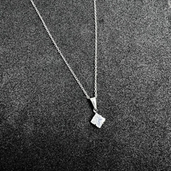 Gargantilha Aço Inox Ponto De Luz Quadrado Zirconia 8mm - comprar online