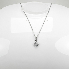 Gargantilha Aço Inox Ponto De Luz Quadrado Zirconia 8mm