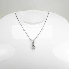 Gargantilha Aço Inox Ponto de Luz Zirconia 6mm