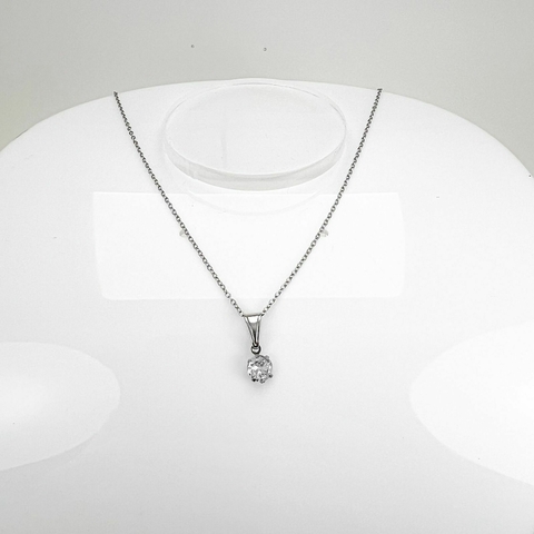 Gargantilha Aço Inox Ponto de Luz Zirconia 6mm