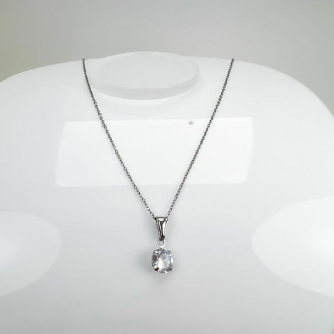 Gargantilha Aço Inox Ponto De Luz Zirconia 8mm