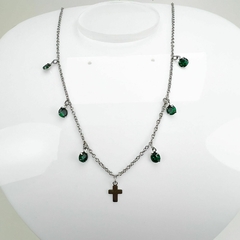 Gargantilha Aço Inox Zirconia E Cruz - Sanferlam