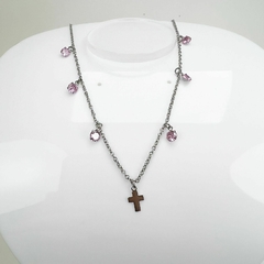 Gargantilha Aço Inox Zirconia E Cruz - comprar online