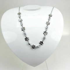 Gargantilha Aço Inox Flor E Zirconia