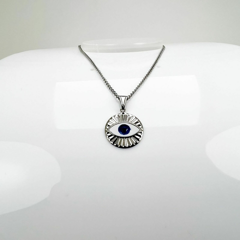 Gargantilha Aço Inox Olho Grego Resinado