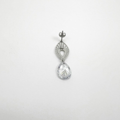 Brinco Aço Inox Fotocorrosão Escudo Zirconia Gota - Sanferlam