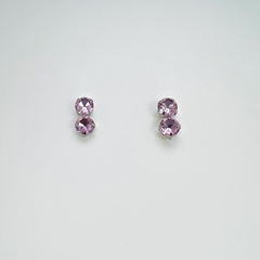 Brinco Aço Inox Fixo Zirconia 8mm Dupla - Sanferlam