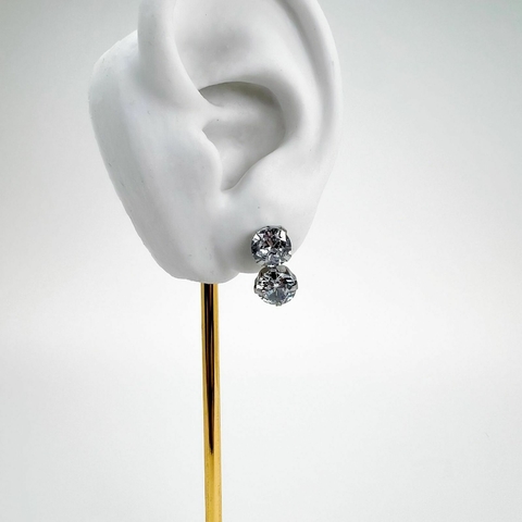 Brinco Aço Inox Fixo Zirconia 8mm Dupla