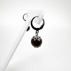 Brinco Aço Inox Argola Articulada Bola Pedra Natural - loja online