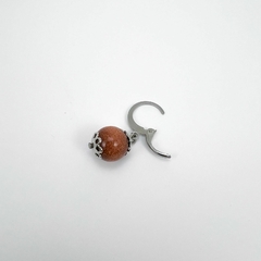 Brinco Aço Inox Argola Articulada Bola Pedra Natural na internet