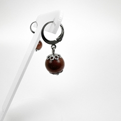 Brinco Aço Inox Argola Articulada Bola Pedra Natural - comprar online