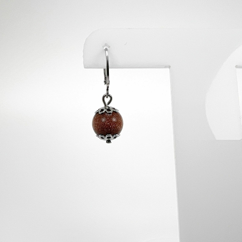 Brinco Aço Inox Argola Articulada Bola Pedra Natural