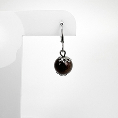 Brinco Aço Inox Argola Articulada Bola Pedra Natural - Sanferlam