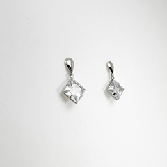Brinco Aço Inox Base Gota Zirconia Carre 10mm - Sanferlam